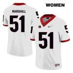 Women's Georgia Bulldogs NCAA #51 David Marshall Nike Stitched White Legend Authentic College Football Jersey DMN1254FM